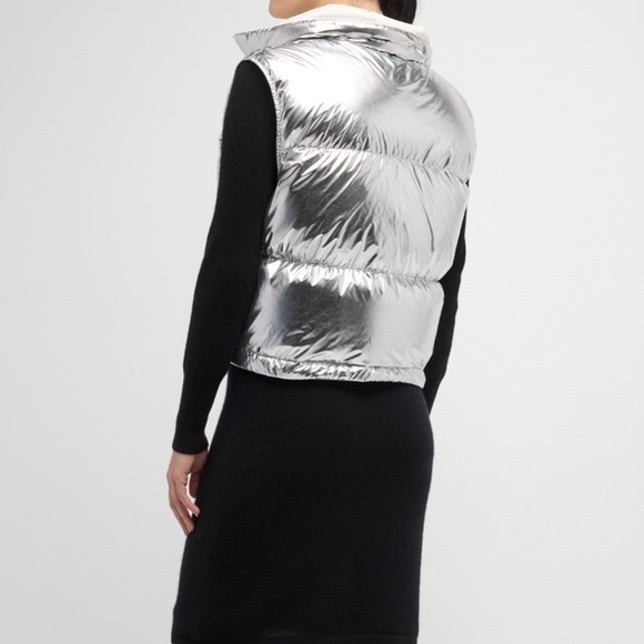 MONCLER NWT Blavet Silver Down Quilted Puffer Vest 3 L Metallic - Picture 8 of 16